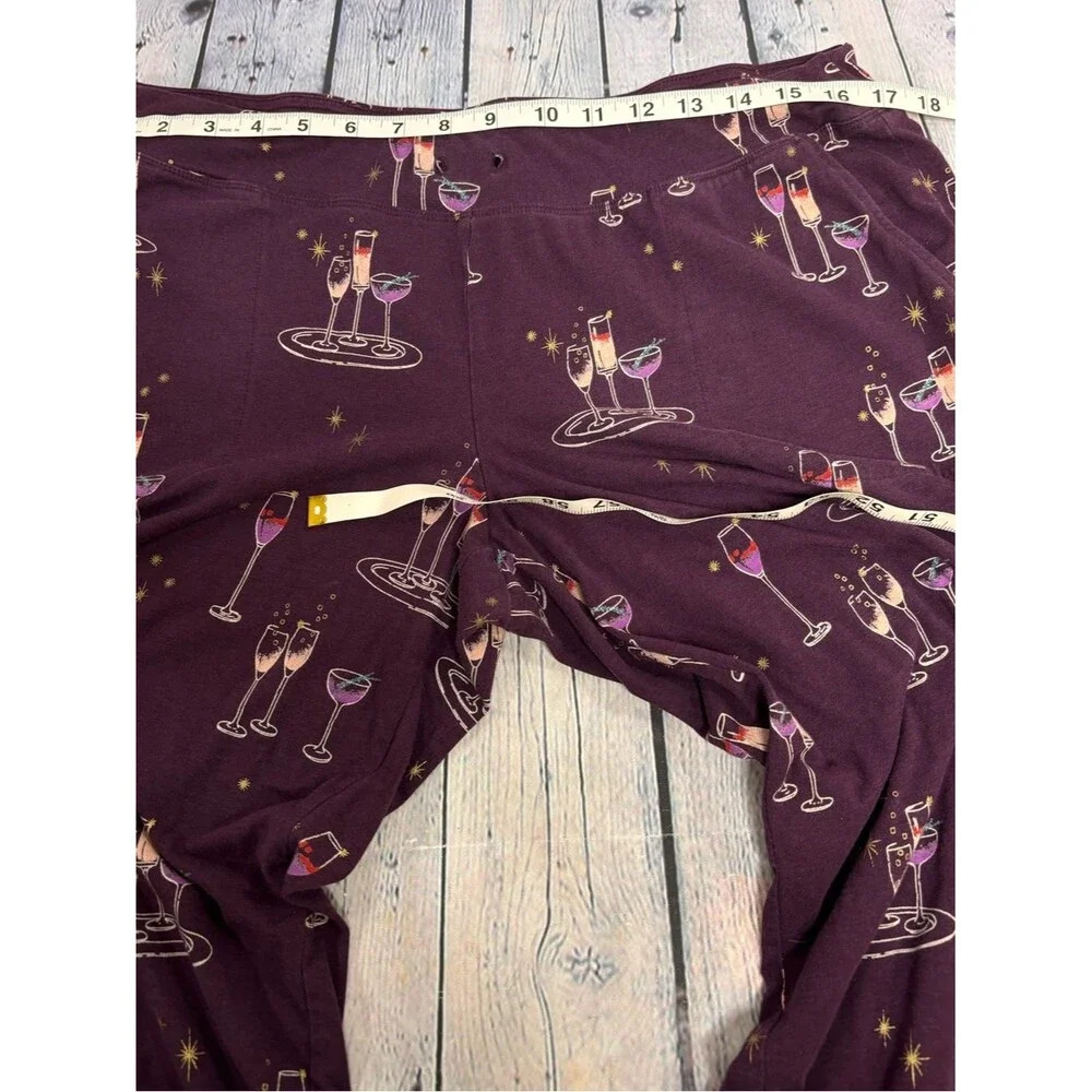 Soma Purple Champagne Toast Cheers Loungewear Holiday Cabincore Pajamas Set M